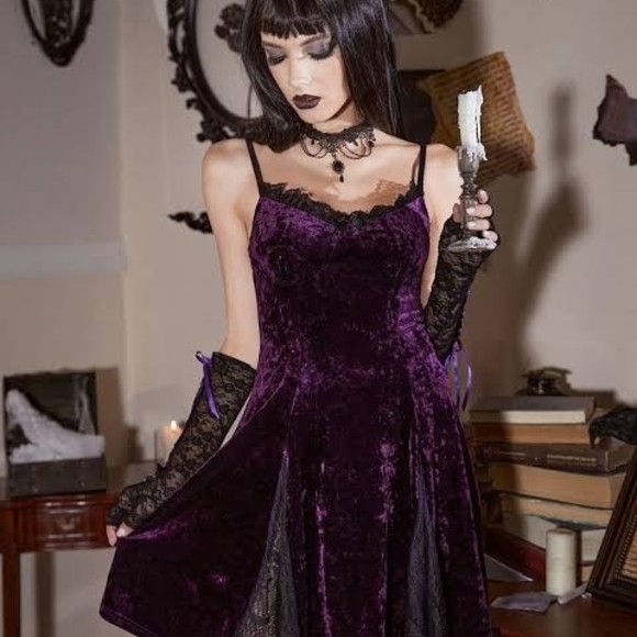 ROMWE Dresses & Skirts - ROMWE Purple Velvet Gothic Mini Dress